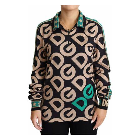 Dolce & Gabbana Mania Half Zip Pullover Sweater Sort, Dame