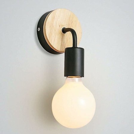 DWW-(Varm belysning med lyskilde) Vegglampe Speilspotlight Moderne svart speillampe (tre + jern) Baderomslampe Kosmetikklampe Innendørs dekorativ vegg