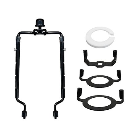 7-tums lampskärm Harphållare Justerbar Lampharpa Kit E14, E26, E27 Ljusbasadapter Svart Horn Fra