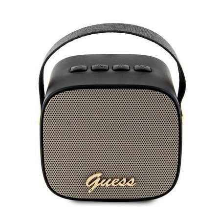 Guess Bluetooth-högtalare GUWSB2P4SMK Högtalare mini svart/svart 4G Läder Script Logo med rem