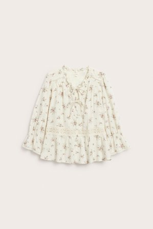 Newbie | Blommig blus Newbie Woman Offwhite XL | Offwhite