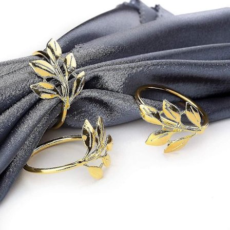 6 stk. Guld Servietringe Runde Servietholdere Spænder Til Bryllup, Fødselsdag Middagsfest