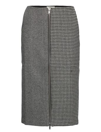 Bonded Wool Kirt Skirt Knälång Kjol Grå Mads Nørgaard