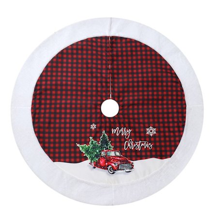 48 tommers svart rødt rutenett bil juletre skjørt juletre de
