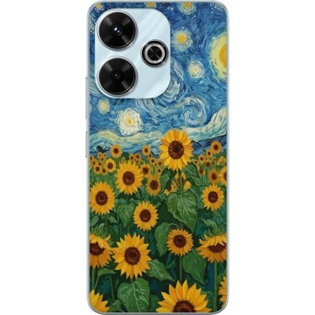 Kompatibel Mobilcover til Xiaomi Xiaomi Redmi 13 Solsikkefelt under en stjerneklar himmel - Maleri inspireret af Van Gogh