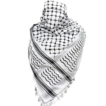 Palæstinensisk tørklæde, Keffiyeh, Arafat Hatta, bredt med kvaster, Shemagh Keffiyeh Arab Houndstooth 100%