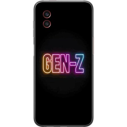 Yhteensopiva Puhelinkuori Samsung Samsung Galaxy Xcover6 Pro Neontext Gen Z värikkäässä valossa tummaa taustaa vasten modernissa digitaalisessa ty