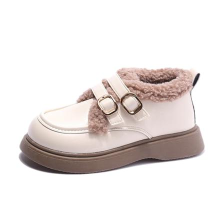 Unisex-barn Rund Tå Fuzzy Warm Casual Skor Uniform Loafers