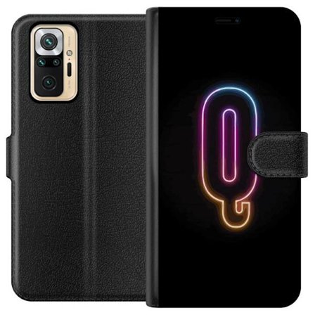 Yhteensopiva Lompakkokotelo Xiaomi Xiaomi Redmi Note 10 Pro Minimalistinen neonkirjain Q kirkkaissa väreissä tummaa taustaa vasten