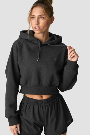 Everyday Cropped Hoodie Wmn Grey Melange