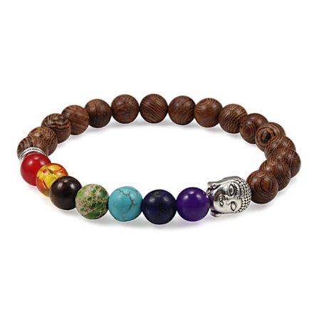 Healing 7 Chakra Armband Män Legering Buddha Tigerögon Naturlig Sten Lava Pärlor Armband Bangles Kvinnor Bön Smycken Homme Gåvor Professionell och 