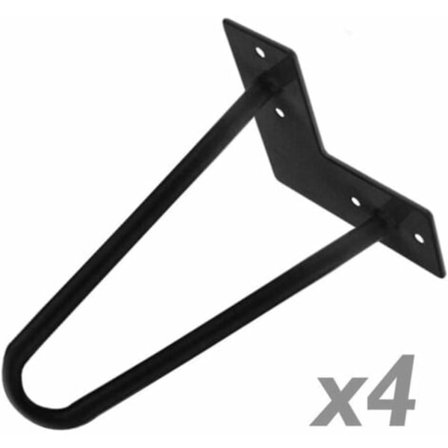 Pakke med bordbein for møbler og kontor i stål, 2 stenger, 25 cm, svart