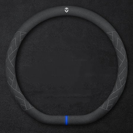 Soveltuu Tesla ModelS ModelY ModelX Model3 -talven ohjauspyörän suojukseen - D-muotoinen mokkanahkainen sininen kohdistusstandardi - Tesla-standardi -