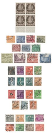 Berlin 1948/1949 - Startsamling, stemplede frim + postfr. 4-blok