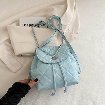 Koreansk stil Casual Rhombic Chain Bærbar Lille Rygsæk 2024 Forår og Sommer Ny Stilfuldhed Axel Crossbody Taske Rygsæk Trend Blue