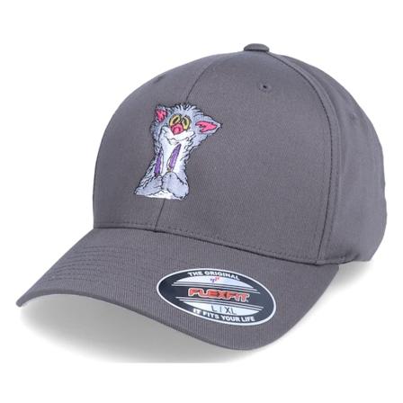 Iconic - Always Hungry Cat Dark Grey Flexfit Flexfit Grey Cap - @ Hatstore