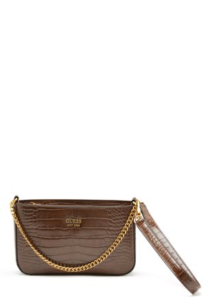 Guess - Katey Mini Top Zip Shoulder - Bro Brown - Kläder - - Bubbleroom