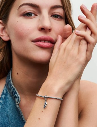 Pandora Disney Cinderella Shoe Sterling Silver Dangle With Fancy Light Blue Cubic Zirconia And Forever Blue - Blue - ONE SIZE