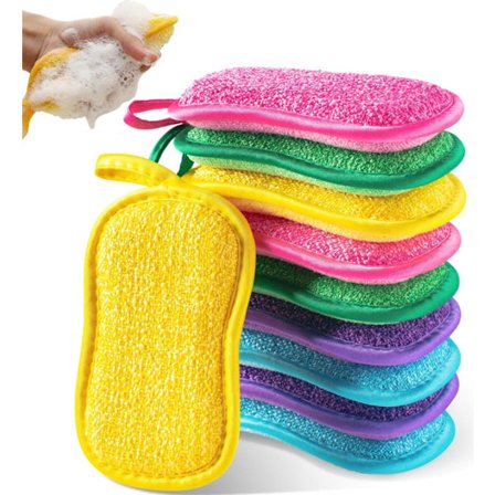 ING 10-pakning oppvasksvamp Dobbeltsidig - Ripebestandig - Tilfeldig farge