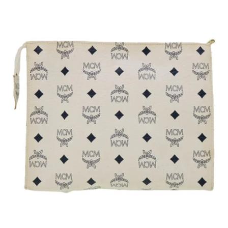 MCM Pre-owned, Pre-owned Leather clutches Wit, Dames, Maat:ONE Size