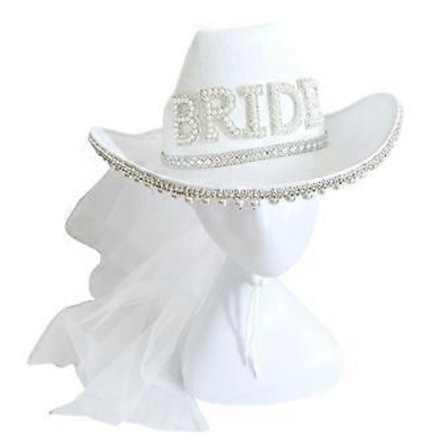 Morsian Lännenhattu Polttariporukan Hattu Morsian Cowboy-hattu Huntuineen Polttarihattu Tuleva Morsian Hattu Morsiussuihku Valkoinen( )