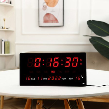 LED digital evigvarende kalender elektronisk klokke stue stor veggklokke smart lysende kalender digital klokke(2)