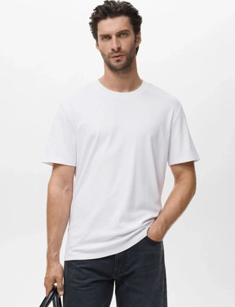 Mango Medium Weight Regular Fit T-Shirt - White - S