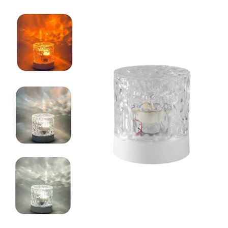 Led Krystal Lampe, Krystal Natlampe, 3 Farver Berøringsstyring, Usb Bordlampe Med Fjernbetjening