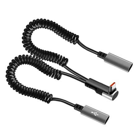 2 i 1 90 Graders Vinkel USB Typ C Fjäderdatakabel 90 Graders Vinkel 66W