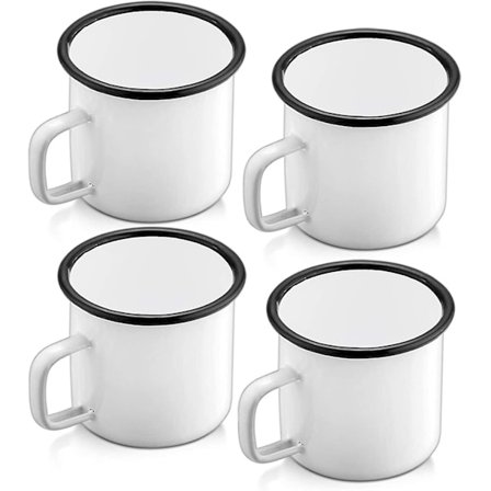 12 Oz Emalj Kaffe Camping Mugg Set. Litet Sött Te Camp Emalj Mugg Set