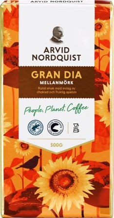 ARVID NORDQUIST Kaffe Gran Dia Mellanrost 500g - Lyreco - Kök och servering - Kaffe och te - Bryggkaffe