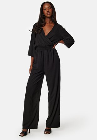 Happy Holly Kali 3/4 Sleeve Jumpsuit Black Klær