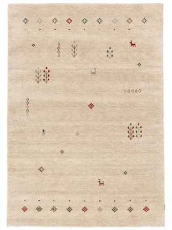 Tapis De Laine Gabbeh Giza Beige Oeko-Tex