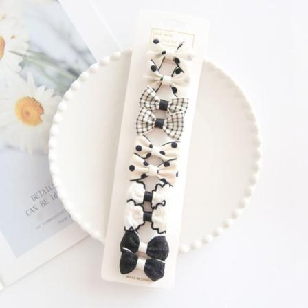 10 STK Sløjfer Hårclips Bowknot BB Clips SORT&HVID black&white