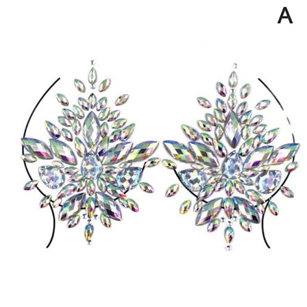 Akryl Crystal Breast Chest Paste självhäftande klistermärken