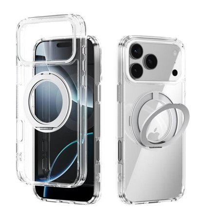 Bakskal med MagSafe och mobilring till iPhone 17 Pro Max - Klar/Vit
