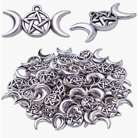 Moon Goddess Pendant Charms Pentagram Moon Charms Triple Moon