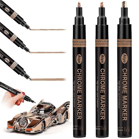 3 st Flytande Krom Markör Spegel Flytande Krom Färg Penna Set Metalliska Markeringspennor DIY Konst Hantverk Markeringspenna