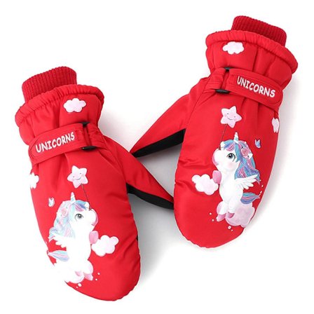 Skidhandskar för barn med tecknad enhörning, halkfria vantar, varma utomhushandskar
