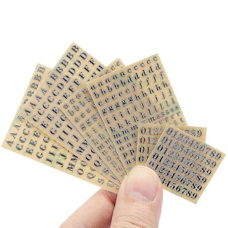 6 Ark Små 0,12 Tommer Alfabet Tal Klistermærker Glitter Legering Selvklæbende Bogstaver Klistermærker Guld-yuhao
