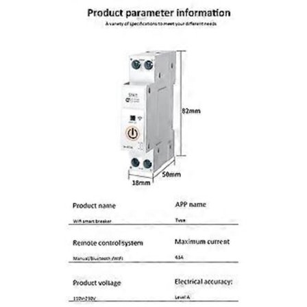 Tuya Wifi Smart Säkring Strömmätare DIN-skena Fjärrkontroll Smart Hem Kwh-mätning Moni