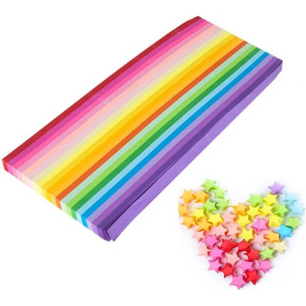 1000 ark Origami-stjärnor papper dubbelsidigt 20 färger Dekorationspapper Str