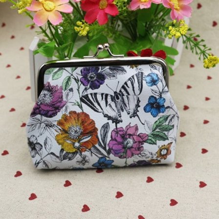 Tryckt myntväska Vintage Pouch Buckle Clutch Bag Plånböcker Fjäril 12x10cm