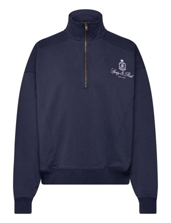 Sporty & Rich Vendome Embroidered Quarter Zip - Navy - S
