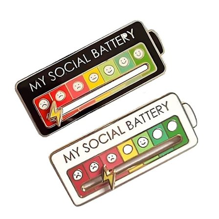 Sjov social humør pin 7 dage, social batteri reversnål, interaktiv humør pin, angst badge humørudtryksnål gave til introverte