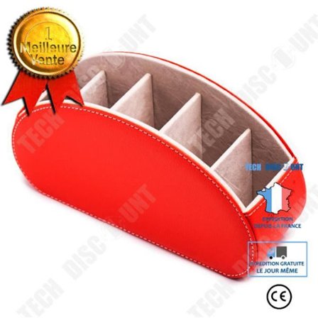 Opbevaringsboks - TD - Kalveskindslæder - Rød - 21.5x7x11.5CM - Multifunktionel