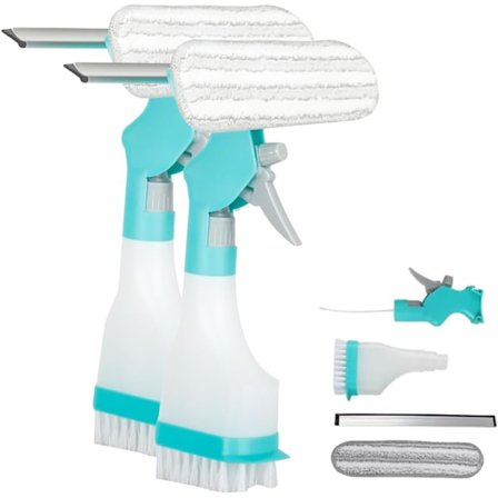 Vinduesrenser, 4-i-1 Multifunktionel Skraber med Sprayflaske til Indendørs og Udendørs Glasoverflader