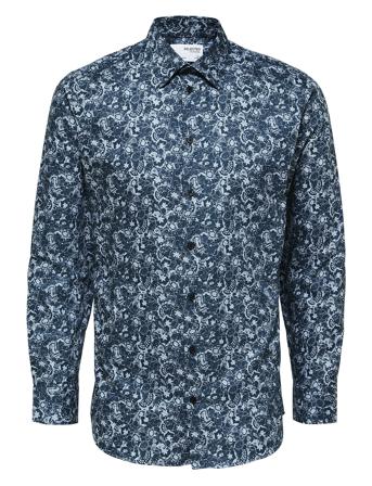 Slhslimethan Aop Shirt Ls Noos Skjorte Business Blå Selected Homme*Betinget Tilbud