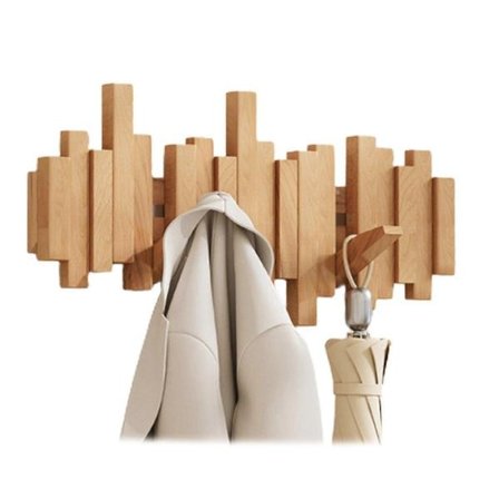 Puinen vaatenaulakko, piano-design, seinään asennettava, monitoiminen kokoontaitettava naulakko, esteettinen huoneen sisustus, kirja{GKS} Kirja {KDO} 