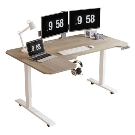 Radlove 150cm L Form Höjdjusterbart skrivbord-Elektriskt Höjdjusterbart Sitt-Stå-skrivbord, Ek